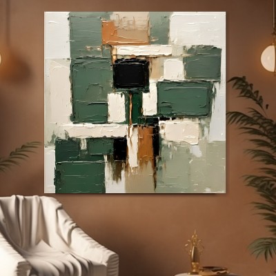Abstrakte Komposition in Grün und Beige