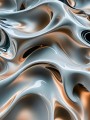 Flüssiges Metall in Silber und Kupfer