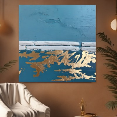 Abstrakte Küstenlinie in Blau und Gold