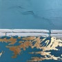 Abstrakte Küstenlinie in Blau und Gold