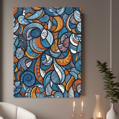 Abstrakte Blätter in Blau und Orange