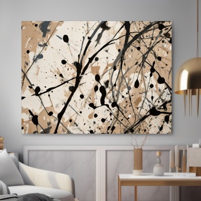Abstrakte Farbspritzer in Beige und Schwarz