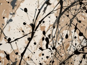 Abstrakte Farbspritzer in Beige und Schwarz