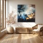 Abstrakte Komposition in Blau und Gold