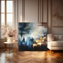 Abstrakte Komposition in Blau und Gold