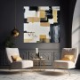 Abstrakte Komposition in Gold und Schwarz