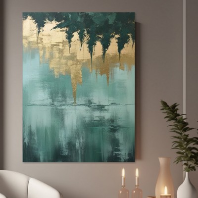 Abstrakte Skyline in Türkis und Gold