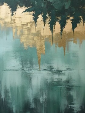 Abstrakte Skyline in Türkis und Gold