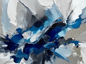 Abstrakte Dynamik in Blau und Grau