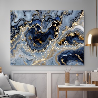 Marmorwirbel in Blau und Gold