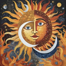 Sonne und Mond im Sternenmeer