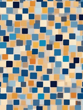 Abstraktes Quadrat-Mosaik in Blau und Orange Abstraktes Quadrat-Mosaik in Blau und Orange