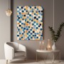 Abstraktes Quadrat-Mosaik in Blau und Orange