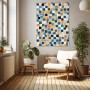 Abstraktes Quadrat-Mosaik in Blau und Orange