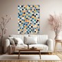 Abstraktes Quadrat-Mosaik in Blau und Orange