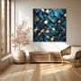 Abstrakte Geometrie in Blau und Gold