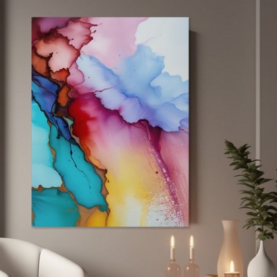 Abstrakte Farbblüte in Pastell und Türkis