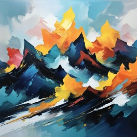 Abstrakte Berglandschaft in leuchtenden Farben Abstrakte Berglandschaft in leuchtenden Farben