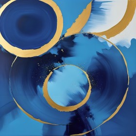 Abstrakte Kreise in Blau und Gold