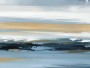 Abstrakte Küstenstimmung in Blau und Sand