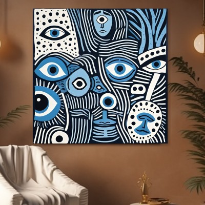 Abstrakte Augen in Blau und Schwarz