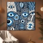 Abstrakte Augen in Blau und Schwarz