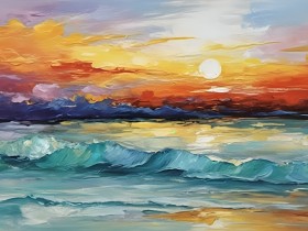 Sonnenuntergang über Meereswellen