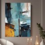 Abstrakte Komposition in Türkis und Ocker