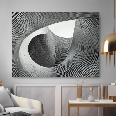 Geschwungene Architektur in Schwarzweiß