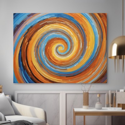 Abstrakte Farbspirale in Orange und Blau