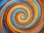 Abstrakte Farbspirale in Orange und Blau