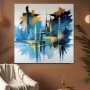 Abstrakte Skyline in Blau und Gold