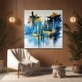 Abstrakte Skyline in Blau und Gold