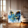 Abstrakte Skyline in Blau und Gold