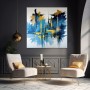 Abstrakte Skyline in Blau und Gold