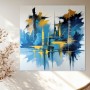 Abstrakte Skyline in Blau und Gold