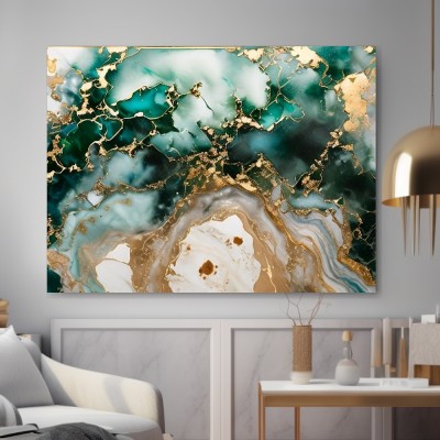 Abstrakter Marmor in Smaragd und Gold