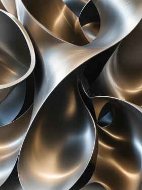 Abstrakte Metallformen in Gold und Silber