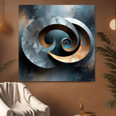 Metallische Spiralen in Blau und Kupfer