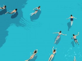 Schwimmer im Türkisblau