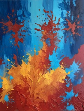 Farbexplosion in Blau und Orange