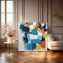 Farbenfrohe Abstraktion in Blau und Gelb