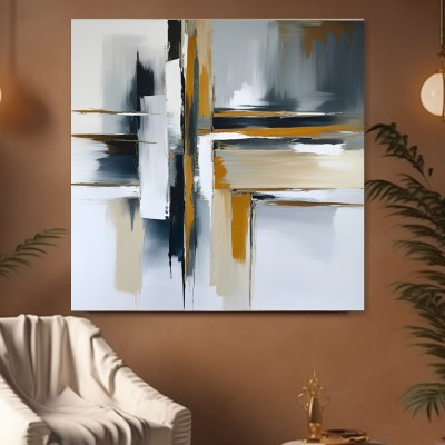 Abstrakte Komposition in Grau und Gold