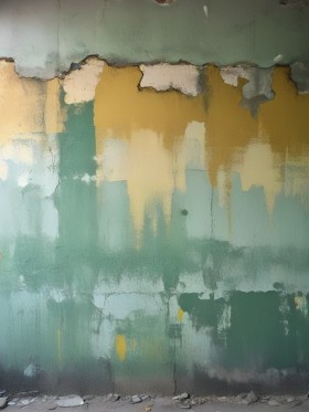 Verwitterte Wand in Türkis und Ocker