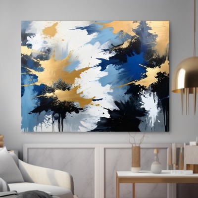 Abstrakte Dynamik in Blau und Gold