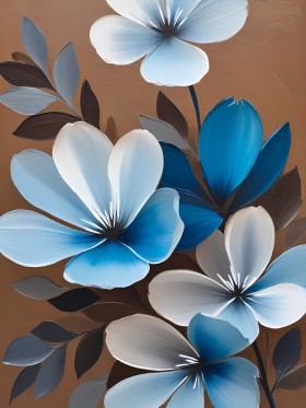 Blaue Blüten auf warmem Braun
