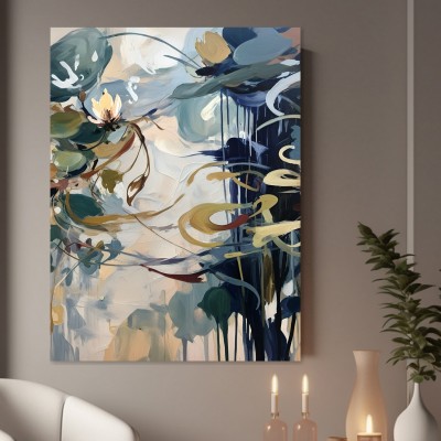 Abstrakte Blüten in Blau und Gold