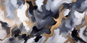 Abstrakte Marmorierung in Gold und Schwarz