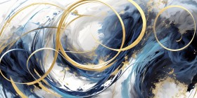 Goldene Kreise in Blau