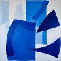Blaue Formen in Bewegung